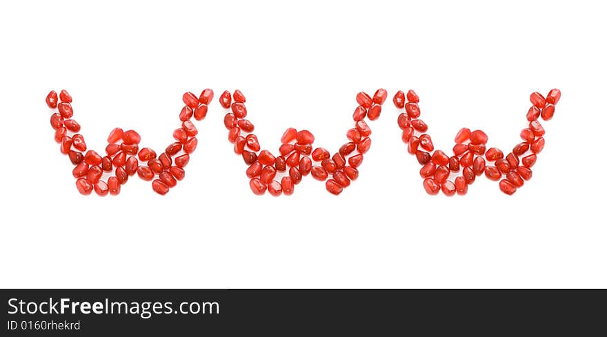 Www in red pomegranate letters