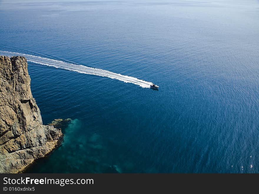 Speedy Motorboat Aerial View