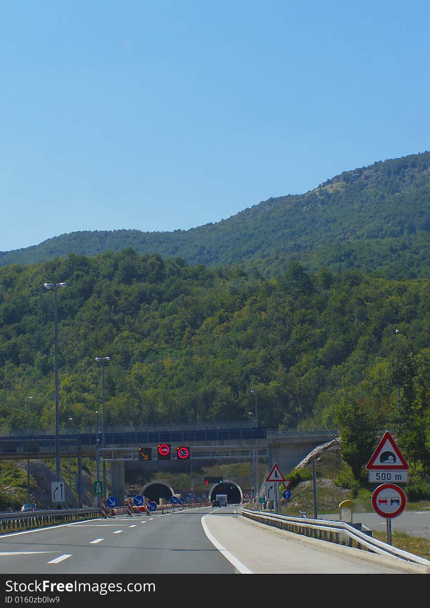 Mountain tunnel entrance in Croatia: Sveti Rok under Velebit mountain, which connects the Croatian regions of Lika (mainland) with Dalmatia (seaside)