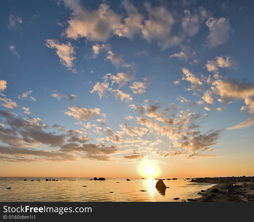 Summer landscape with sea sunset. Summer landscape with sea sunset