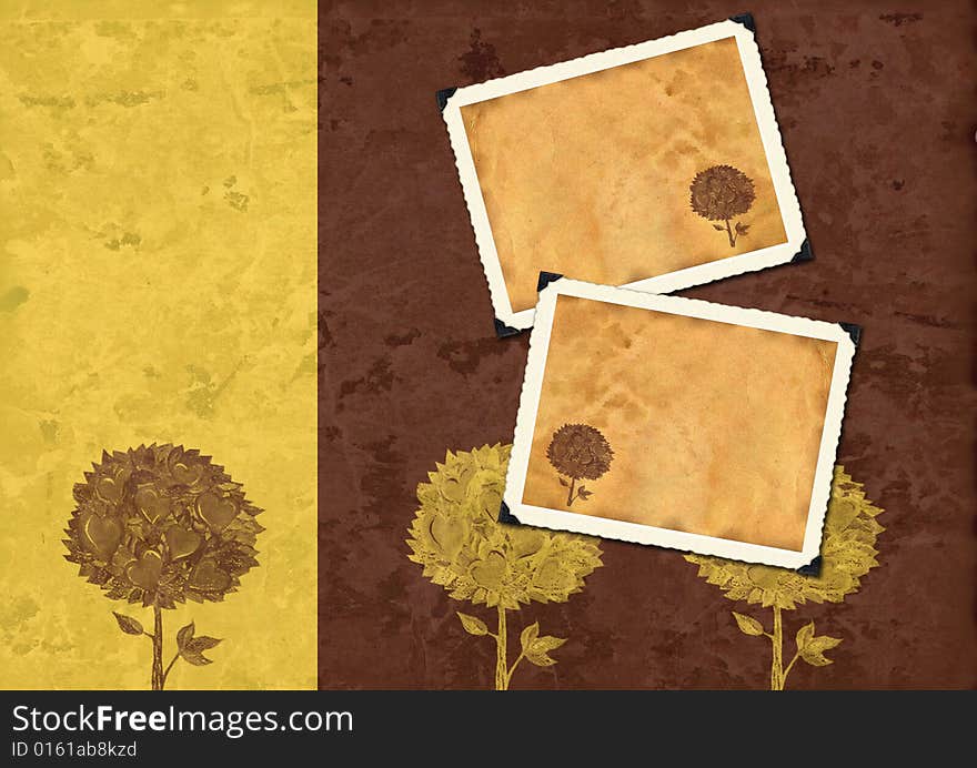 Retro photo framework - Abstract figure yellow and brown color. Retro photo framework - Abstract figure yellow and brown color