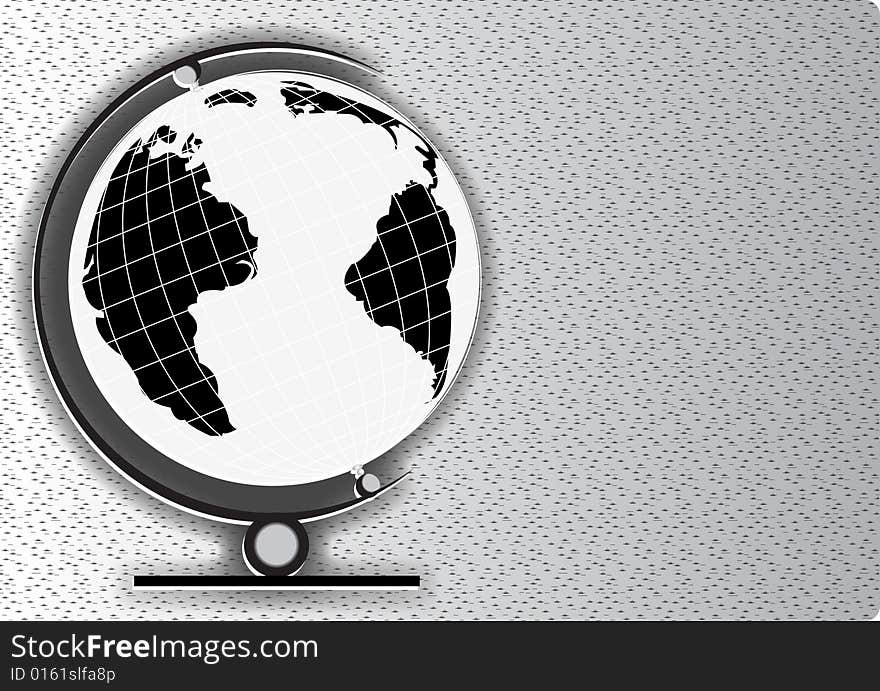 Vector illustration of black&white world globe