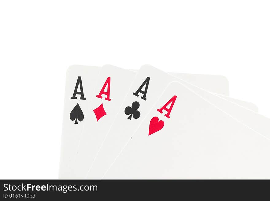 Four aces isolated on a white background