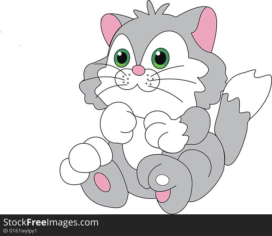 Illustration, a kitten on a white background. Illustration, a kitten on a white background