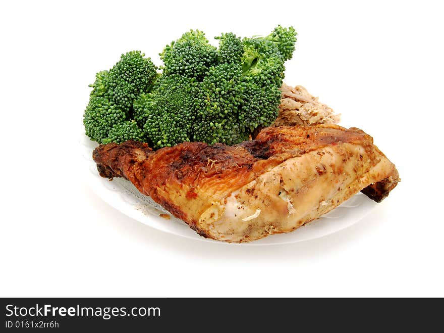 A plate of chicken and broccoli. A plate of chicken and broccoli