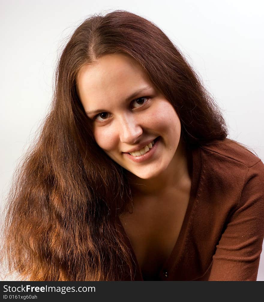 Girl in smooth violet light