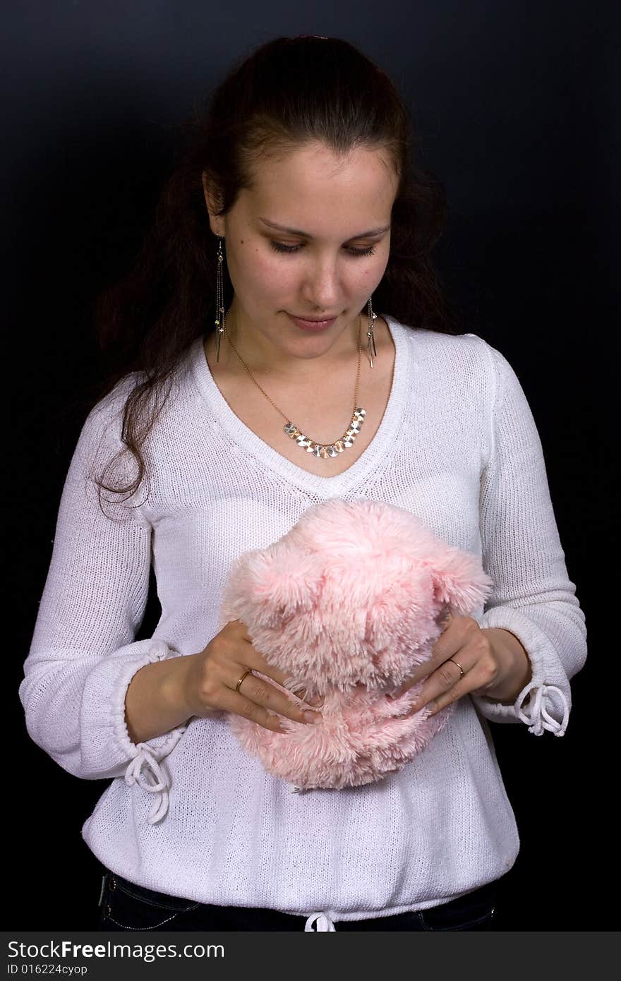 Female with plush toy