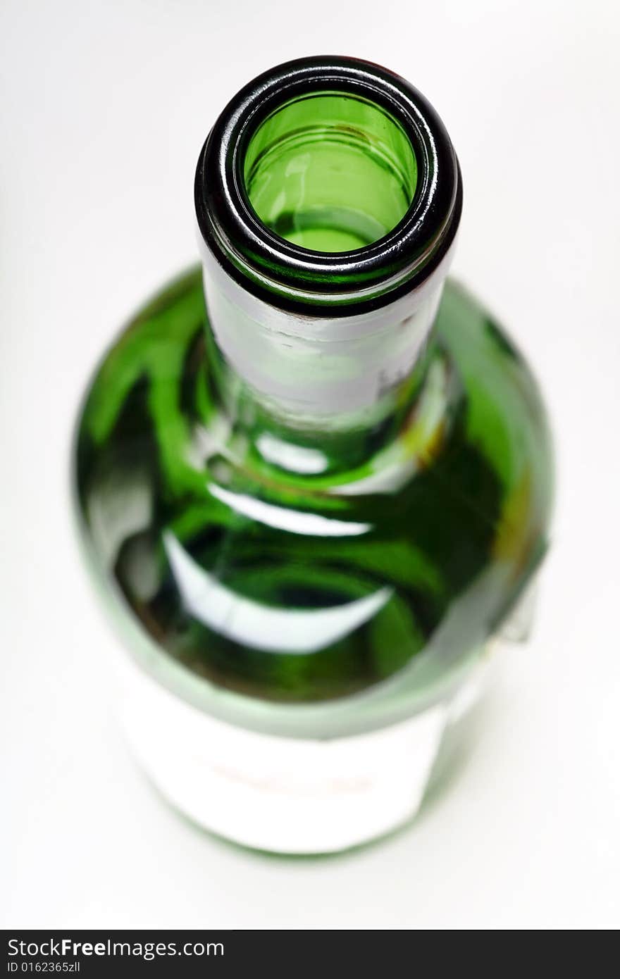 Green bottle on white background