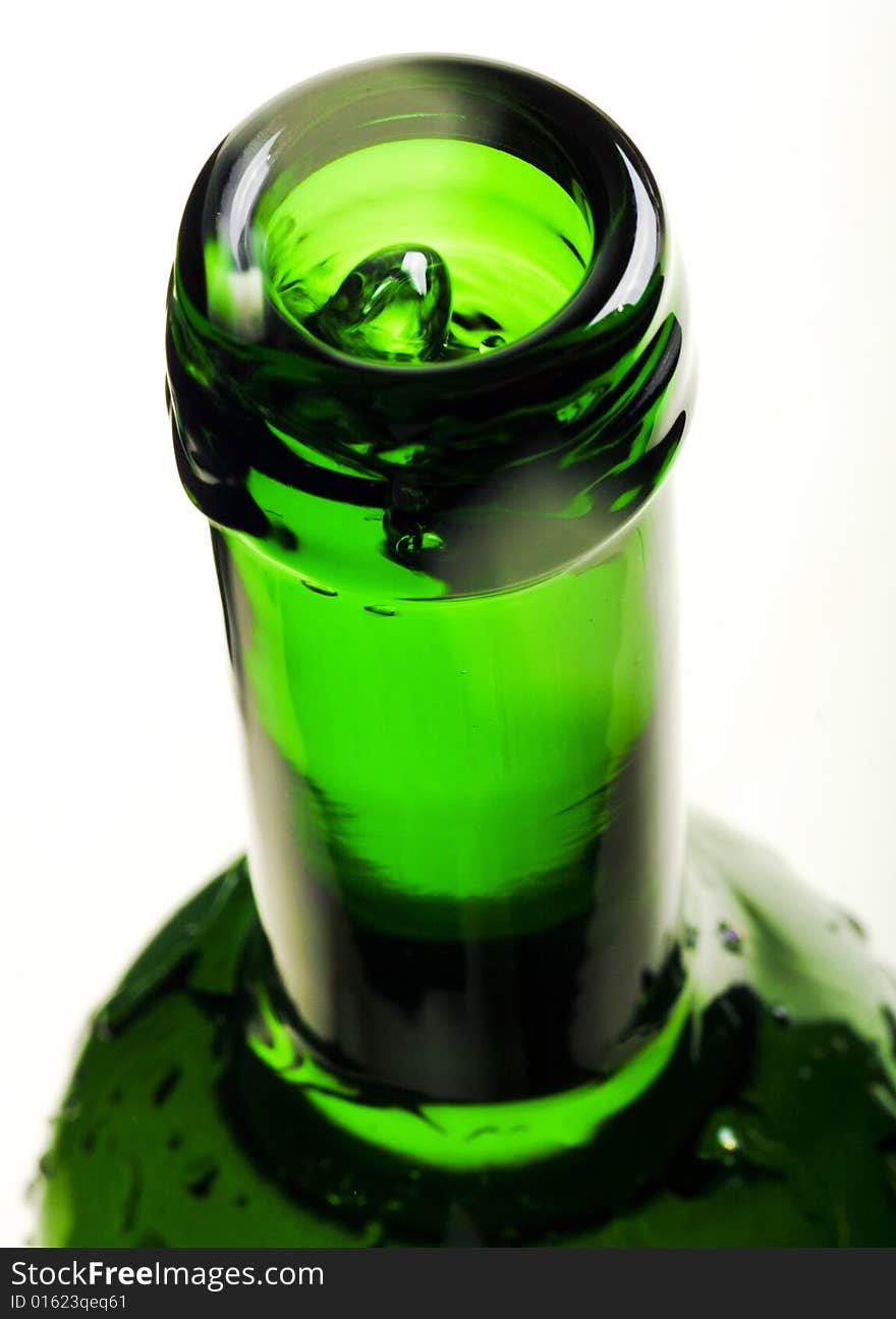 Green bottle on white background