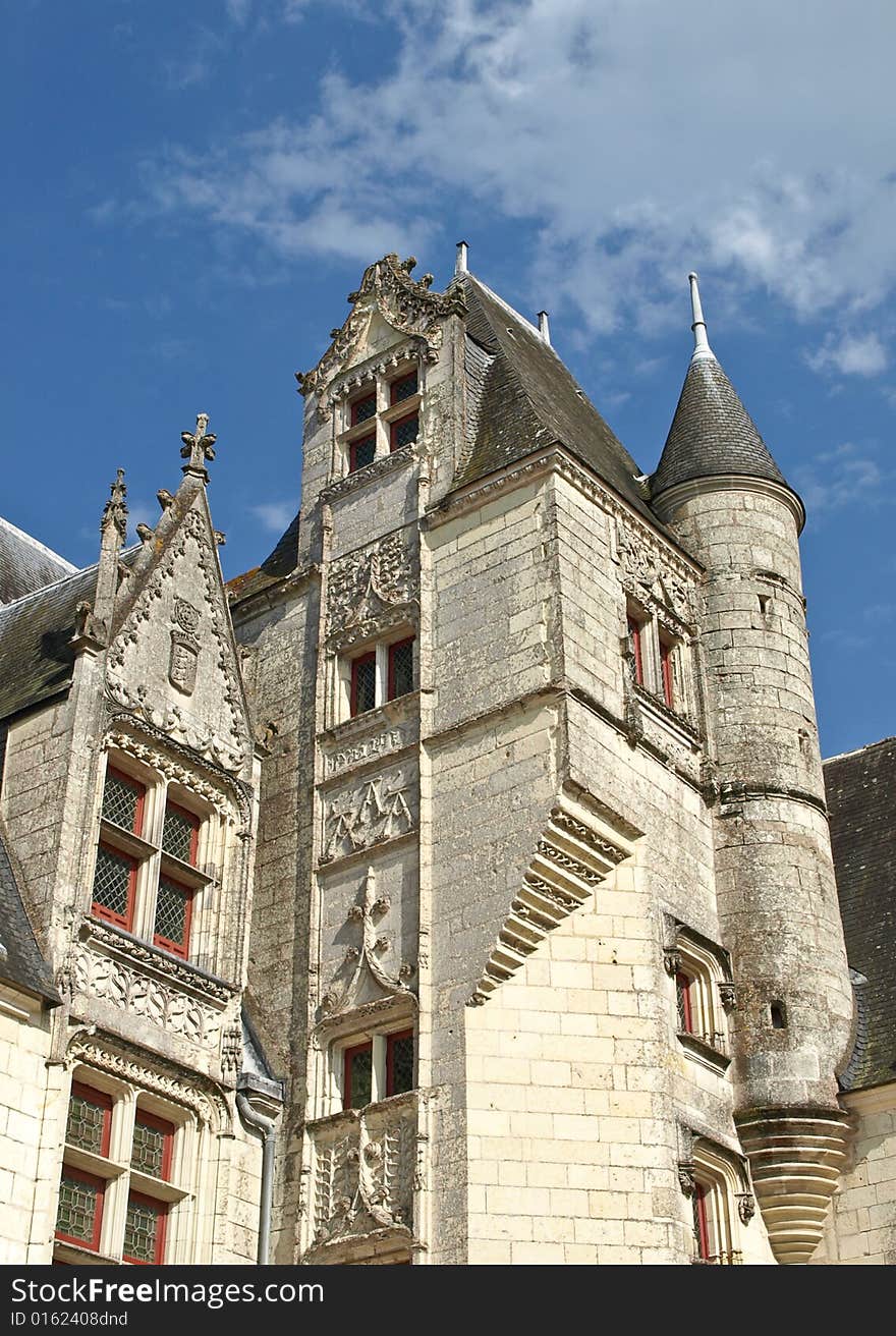 Surprising medieval castle in France, in a sunny day