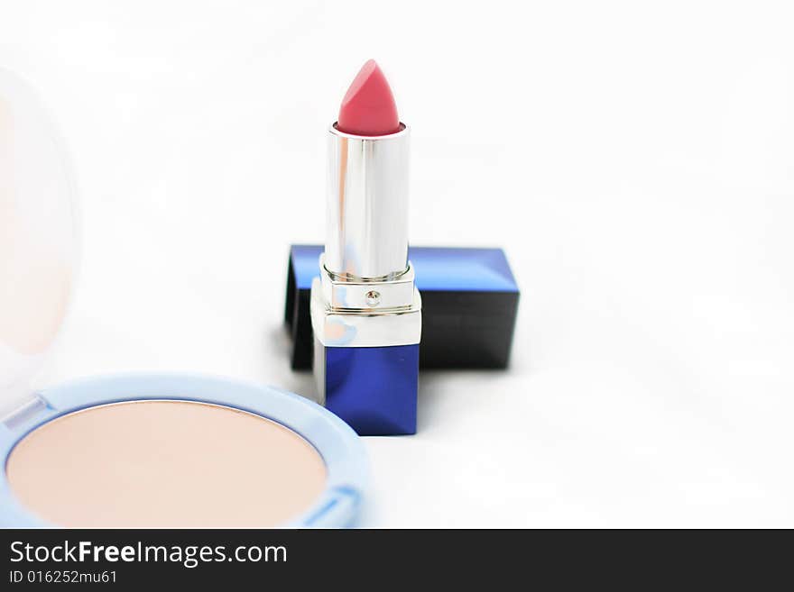 Close-up of a lipstick over white background. Close-up of a lipstick over white background