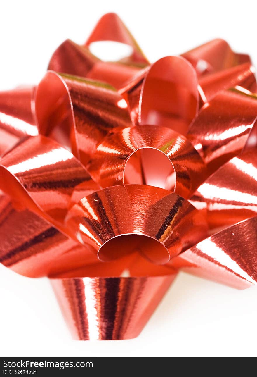 Red bow isolated on white background