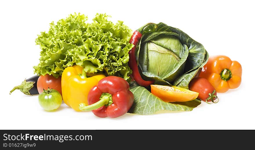 Fresh vegetables on white