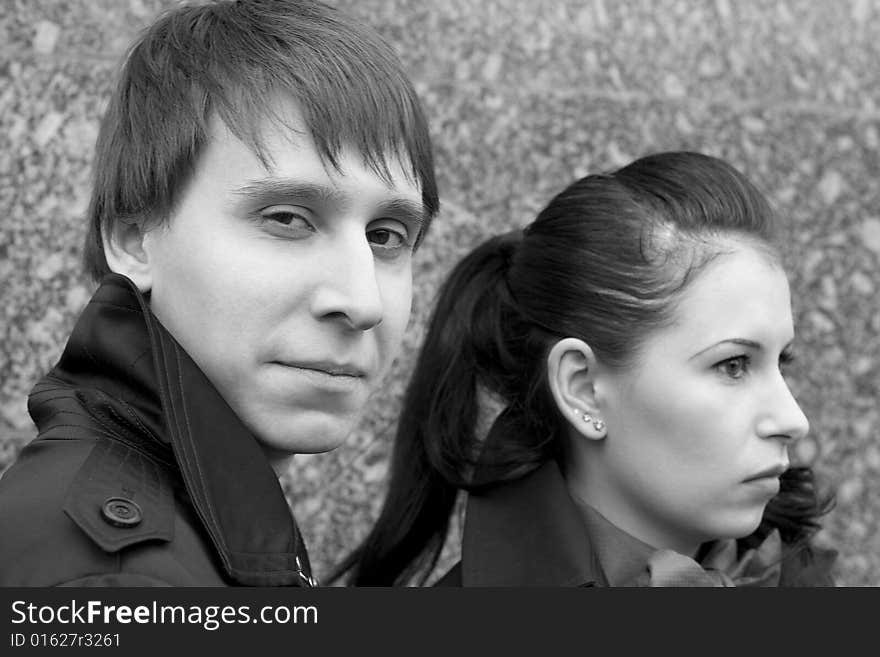 Outdoor portrait of vintage style couple