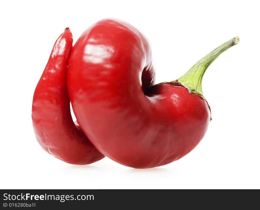 Red hot pepper over white