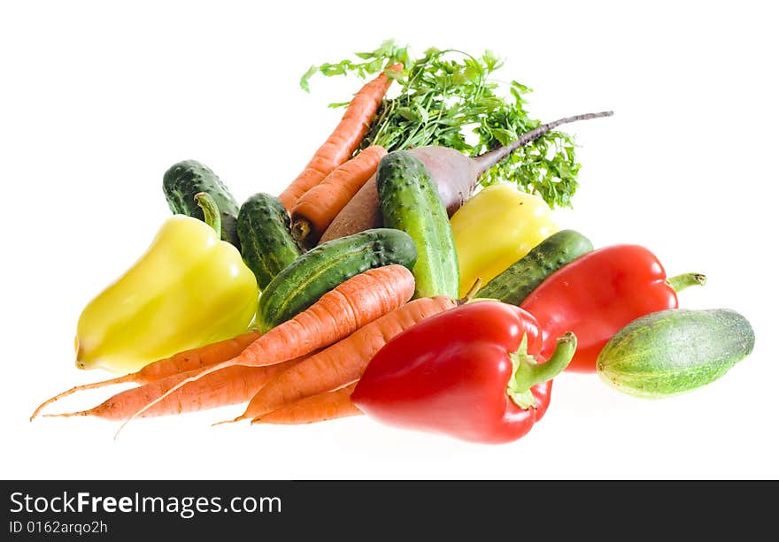 Fresh vegetables on white