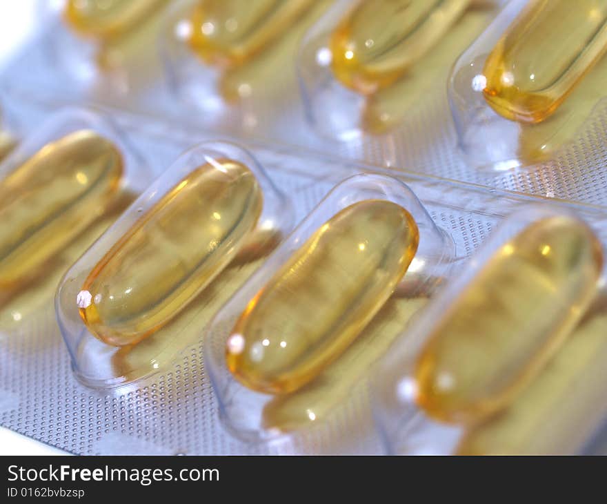 Closeup shot of omega-3 (salmon oil) pills. Closeup shot of omega-3 (salmon oil) pills