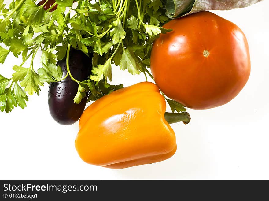 Fresh vegetables on white