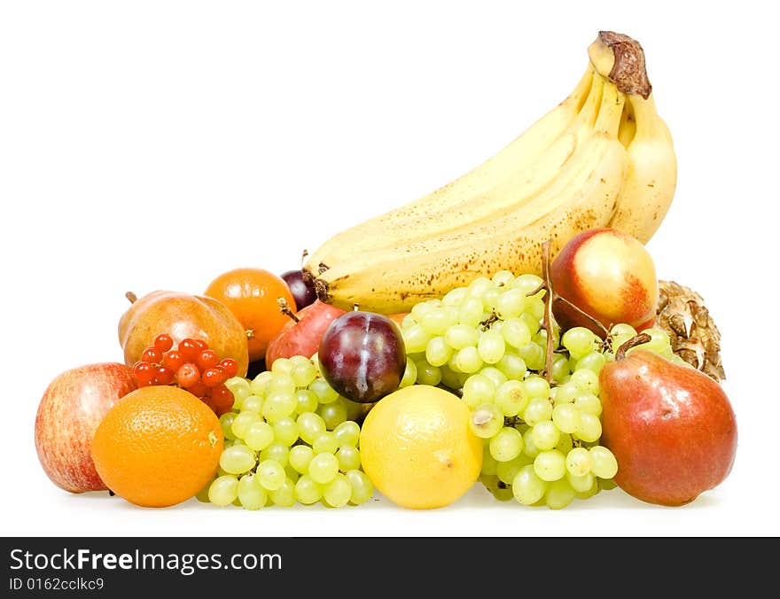 Fresh fruits isolated on white background