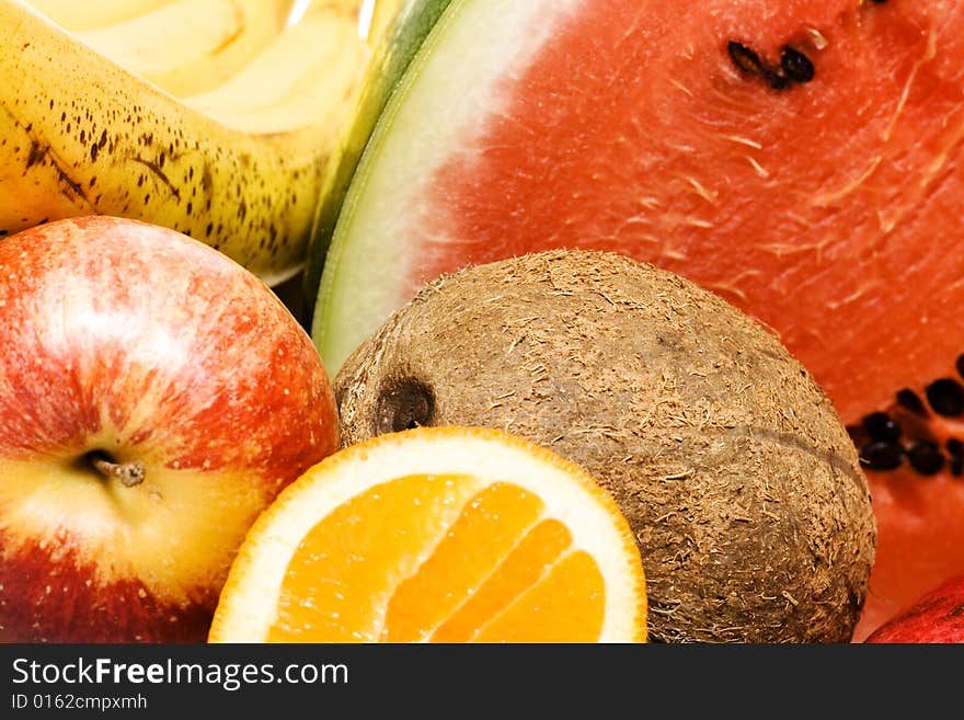 Fresh fruits isolated on white background