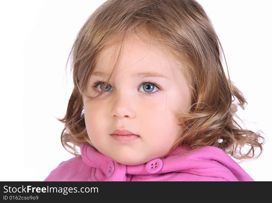 Beauty a little girl on white background