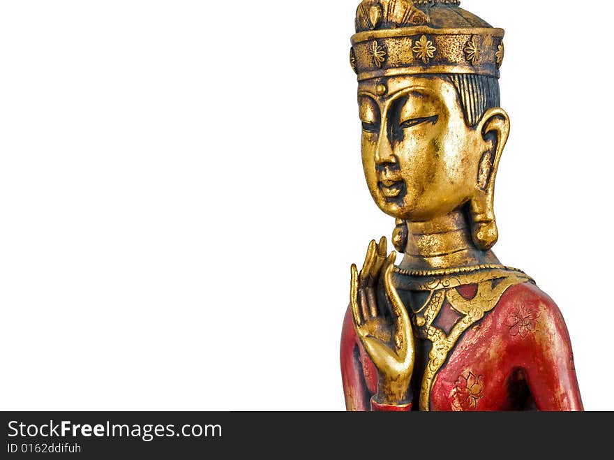 Standing Golden Buddha Face Statue