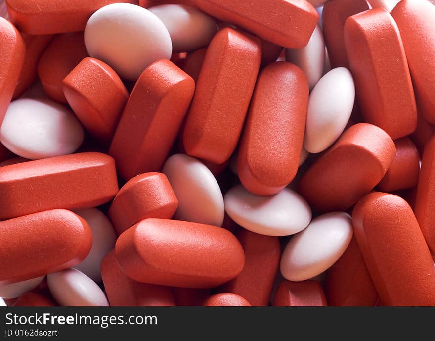 Red and White Pills heap. Red and White Pills heap