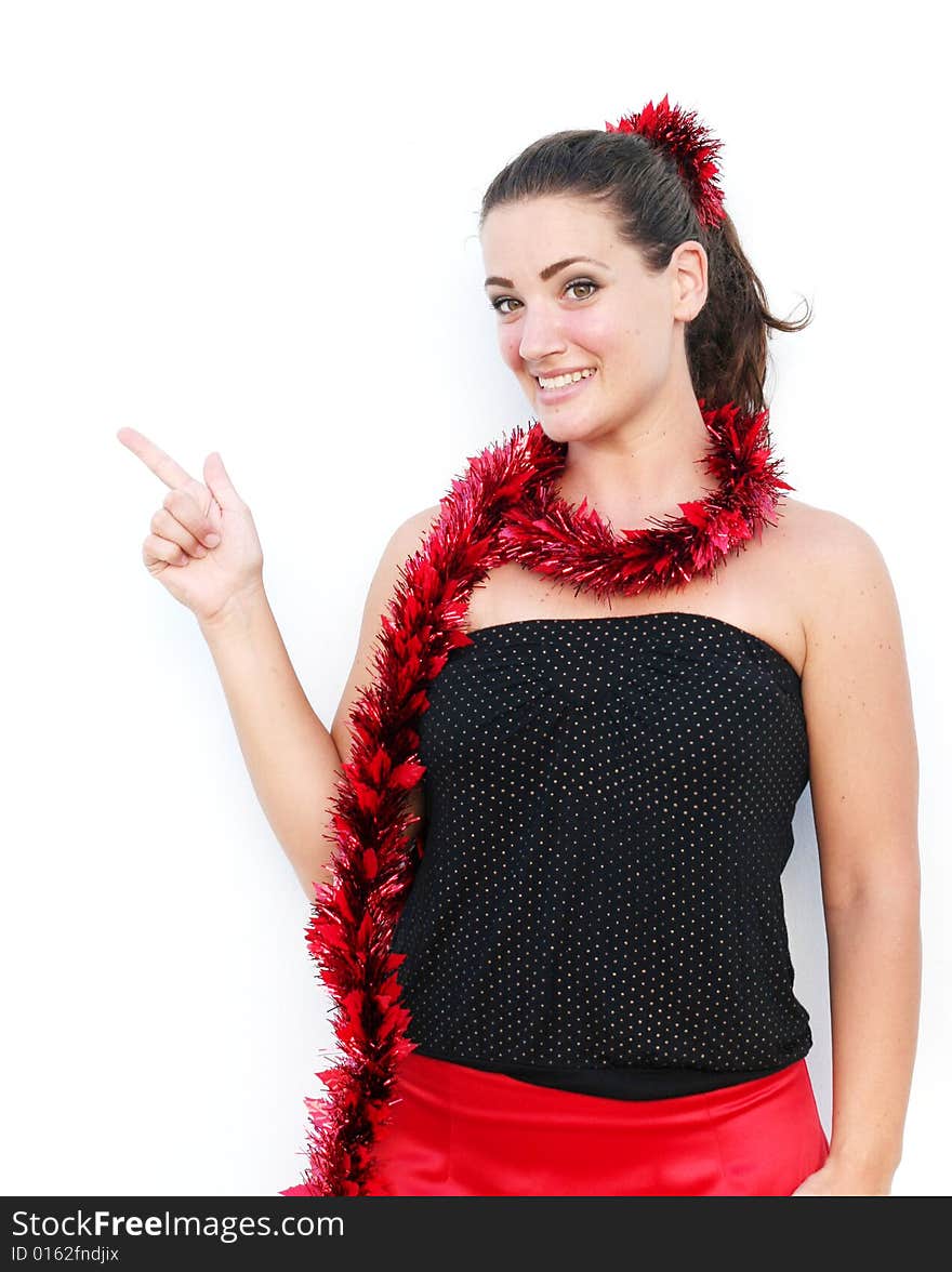 Beautiful woman wearing a festive Christmas outfit. Beautiful woman wearing a festive Christmas outfit.