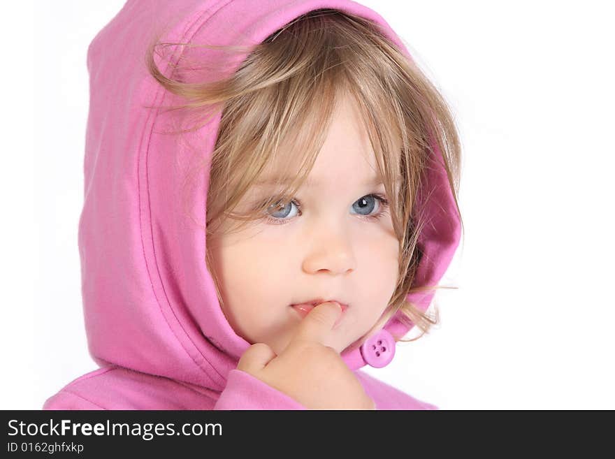 Beauty a little girl on white background