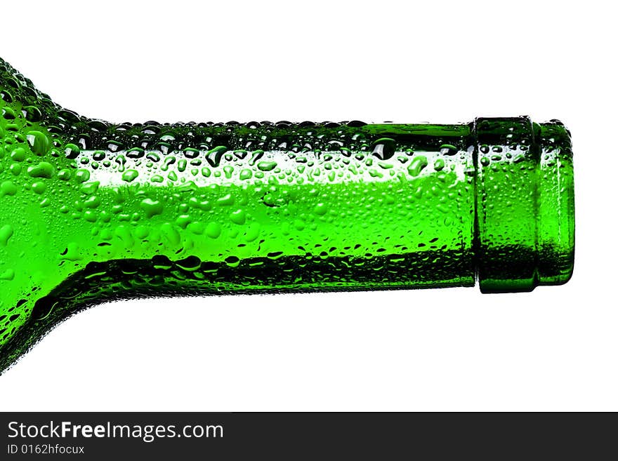 Green bottle on white background