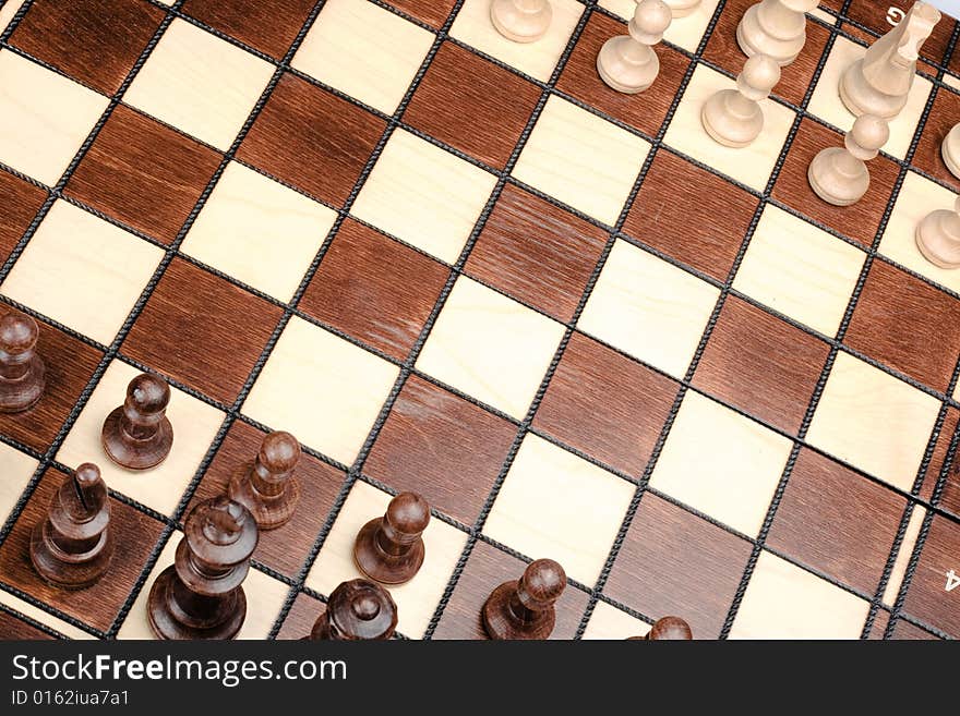 Chess On chess board Background.