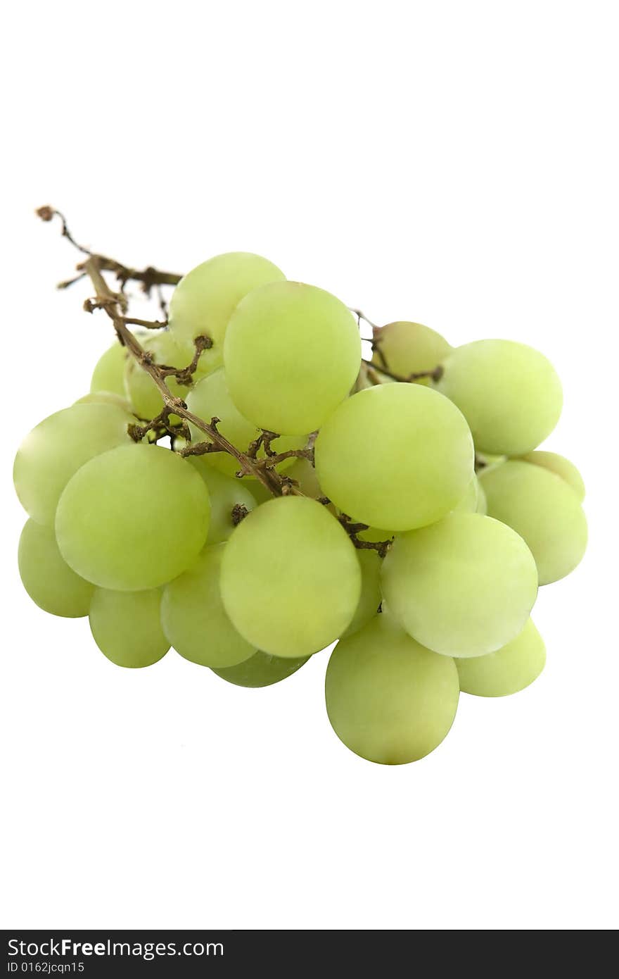 Bunch of white grapes on white background