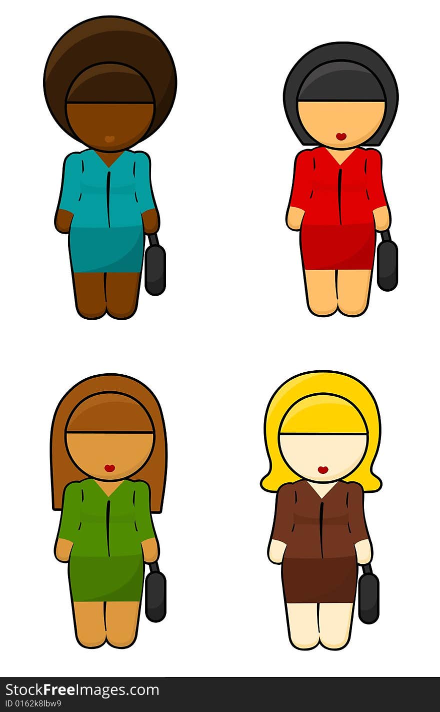 Illustration of Ethnic Girls in business wear