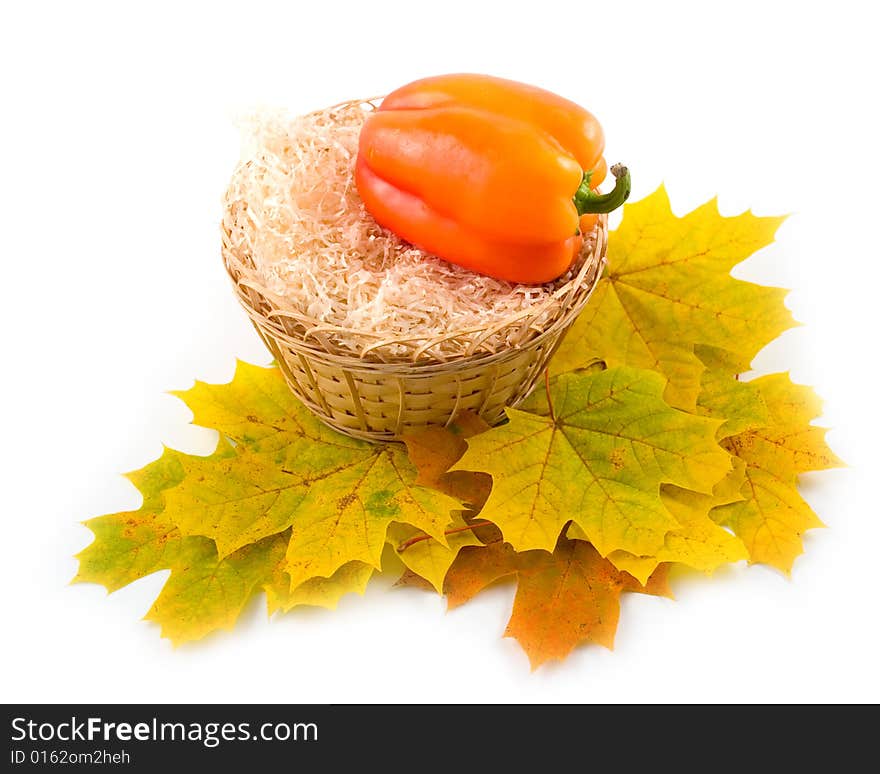 Pepper in yellow basket