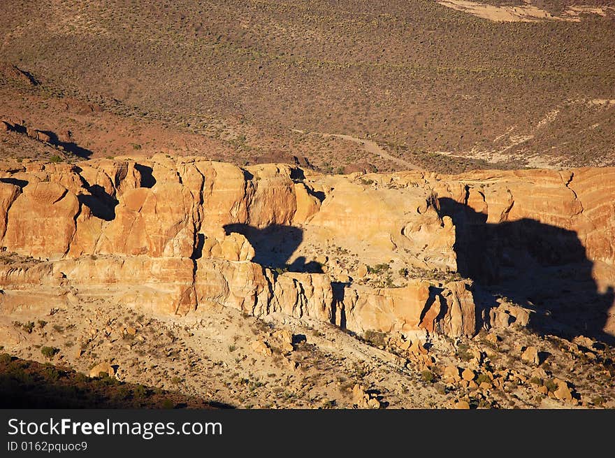 This is a view from the back side of Sitgreaves Pass in the Black Mountains of North Western Arizona. This is a view from the back side of Sitgreaves Pass in the Black Mountains of North Western Arizona.