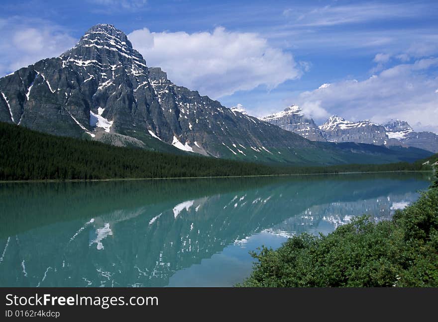 A view from the Icefields Parkway in the Canadian Rockies, Alberta, Canada.