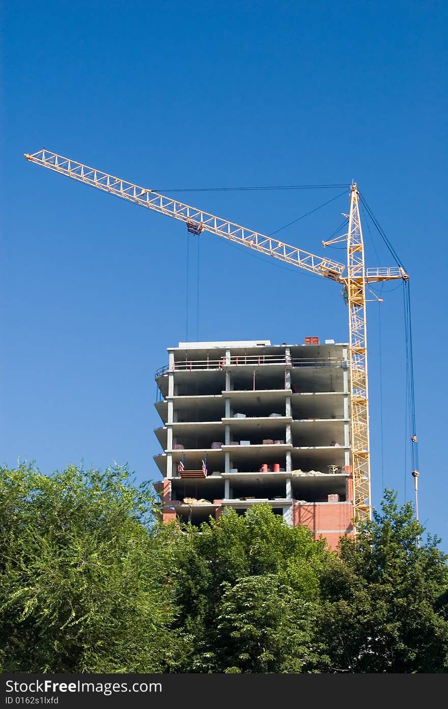 Building of the modern high-rise house. Building of the modern high-rise house