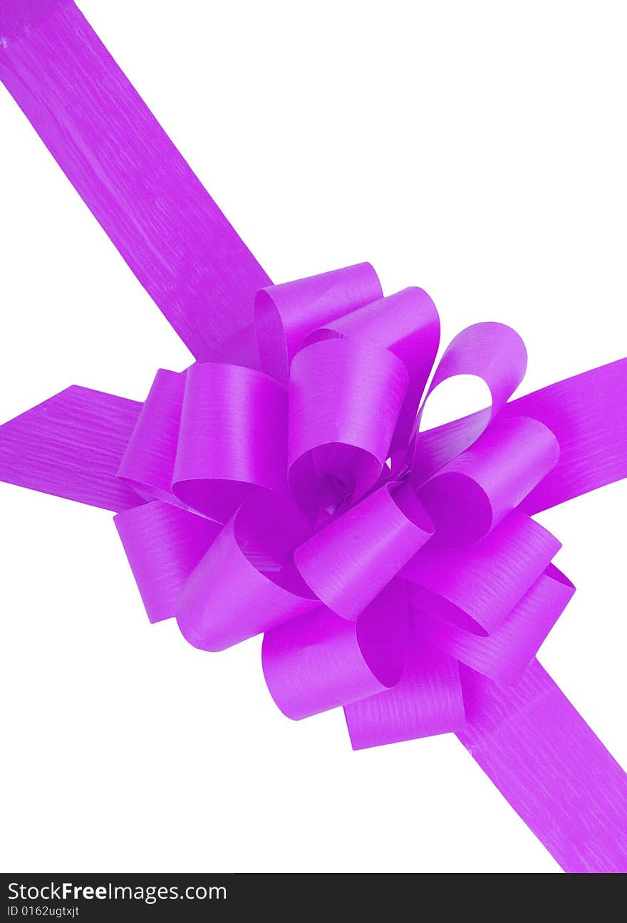 A purple ribbon isolated on the white background