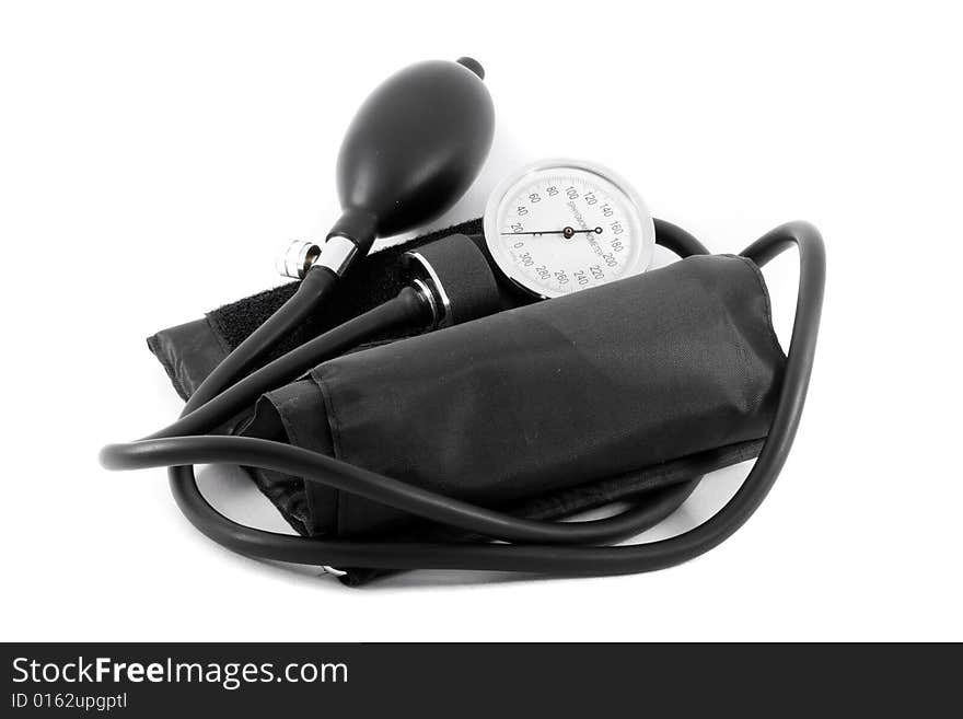 A common clinical  sphygmomanometer or tonometer - close up