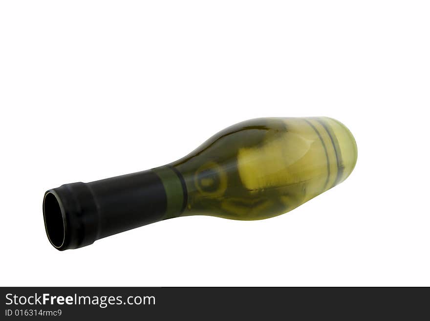 White wine bottle on white background