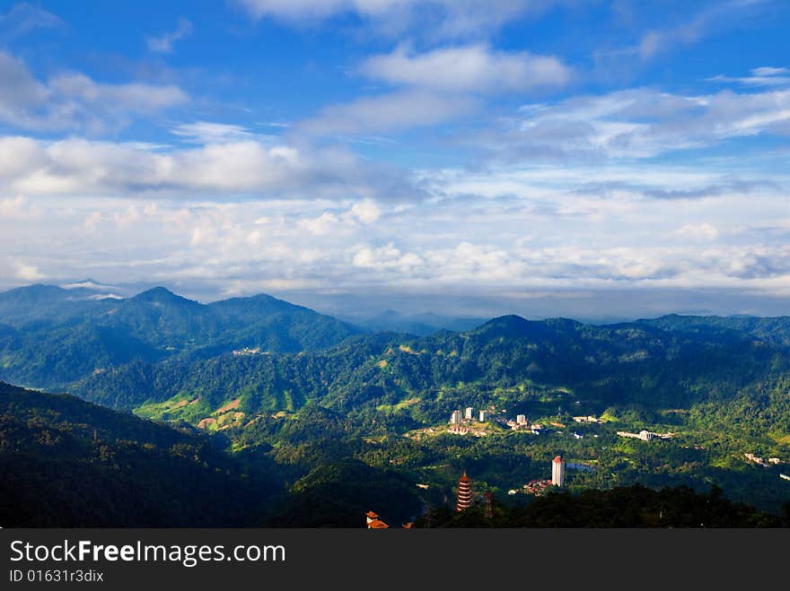 Extreme mountain view in early morning