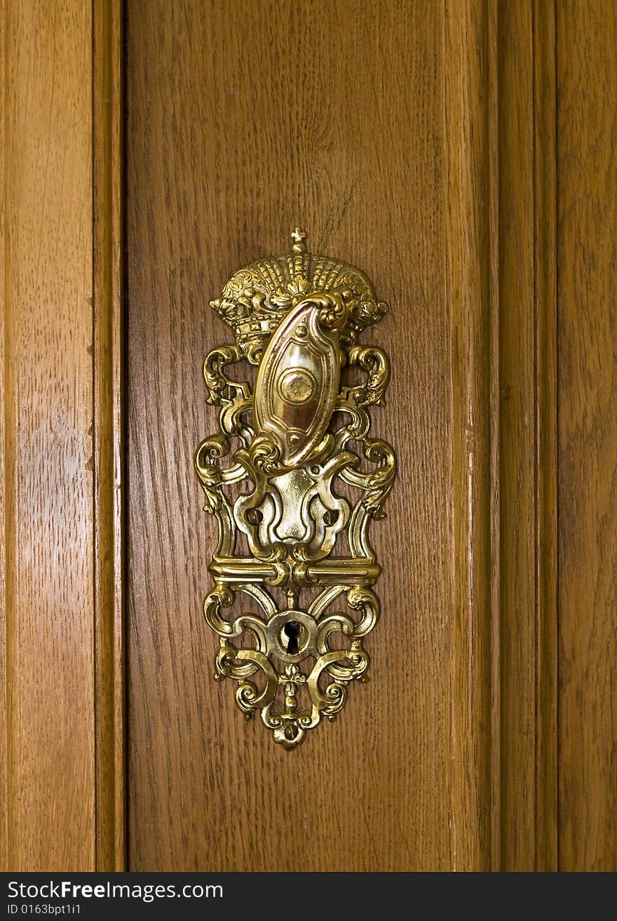 Closeup of vintage door handle and keyhole. Closeup of vintage door handle and keyhole