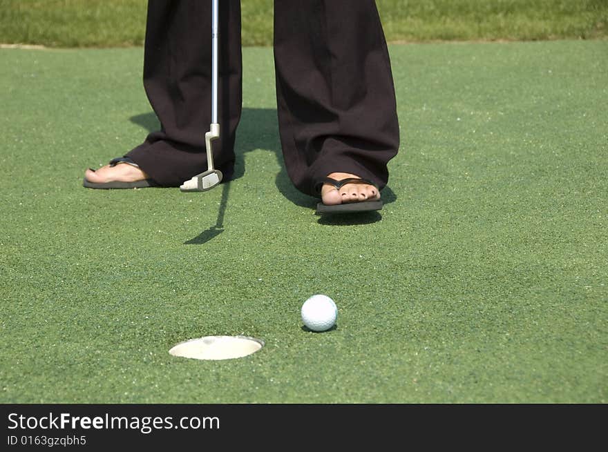 Golf on sandals