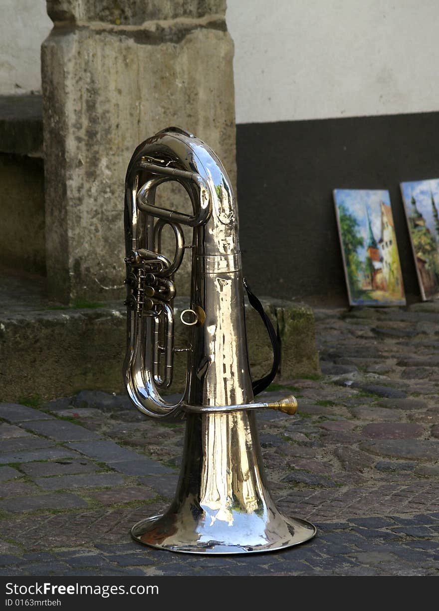 Street musicians instrument in the city street