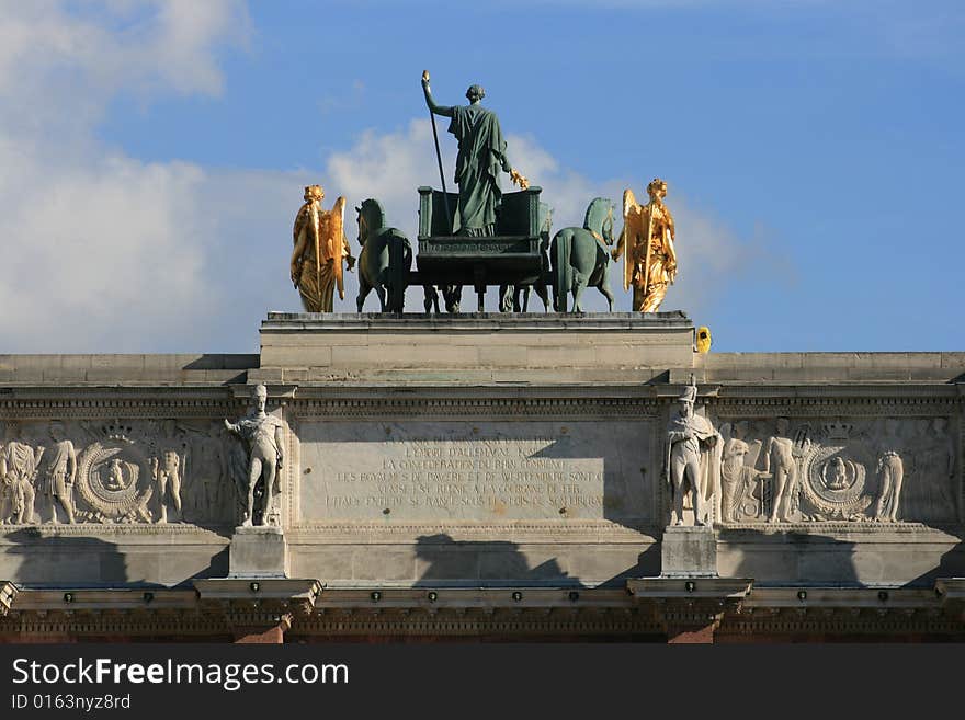 Entry arch near the touleries and louvre in paris