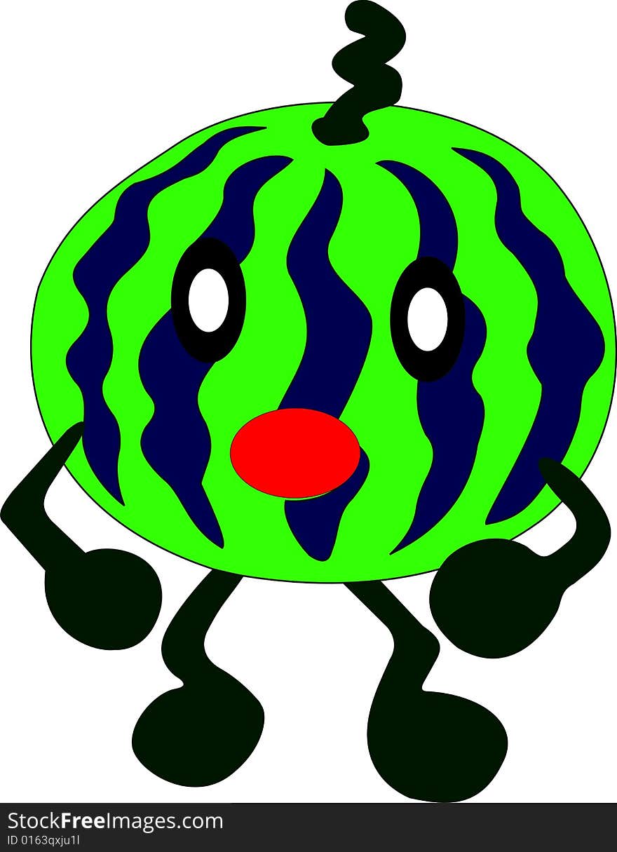 Shocked watermelon illustration with white background