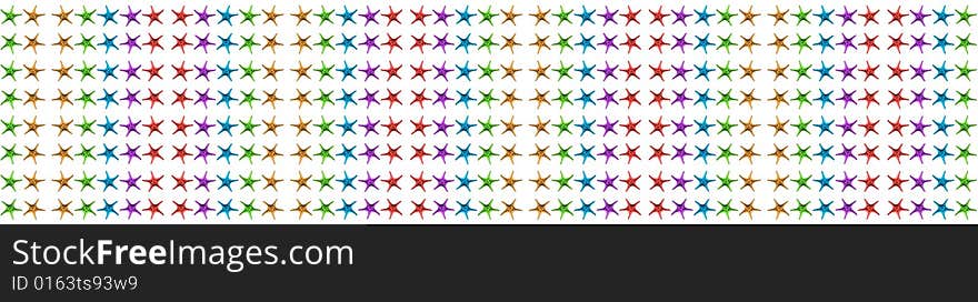 Line of multicolored starfishes background. Line of multicolored starfishes background