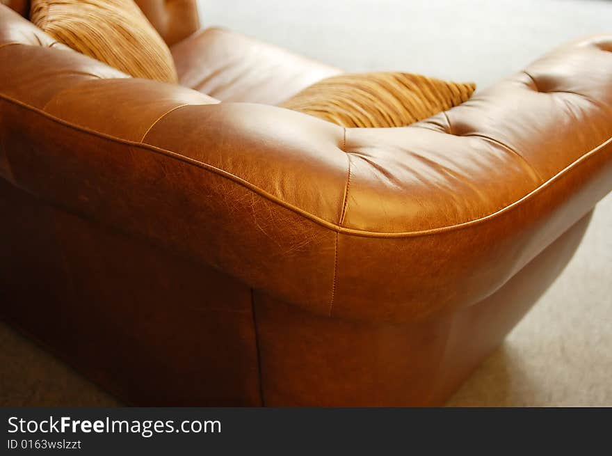 Comfortable leather sofa at home. Comfortable leather sofa at home