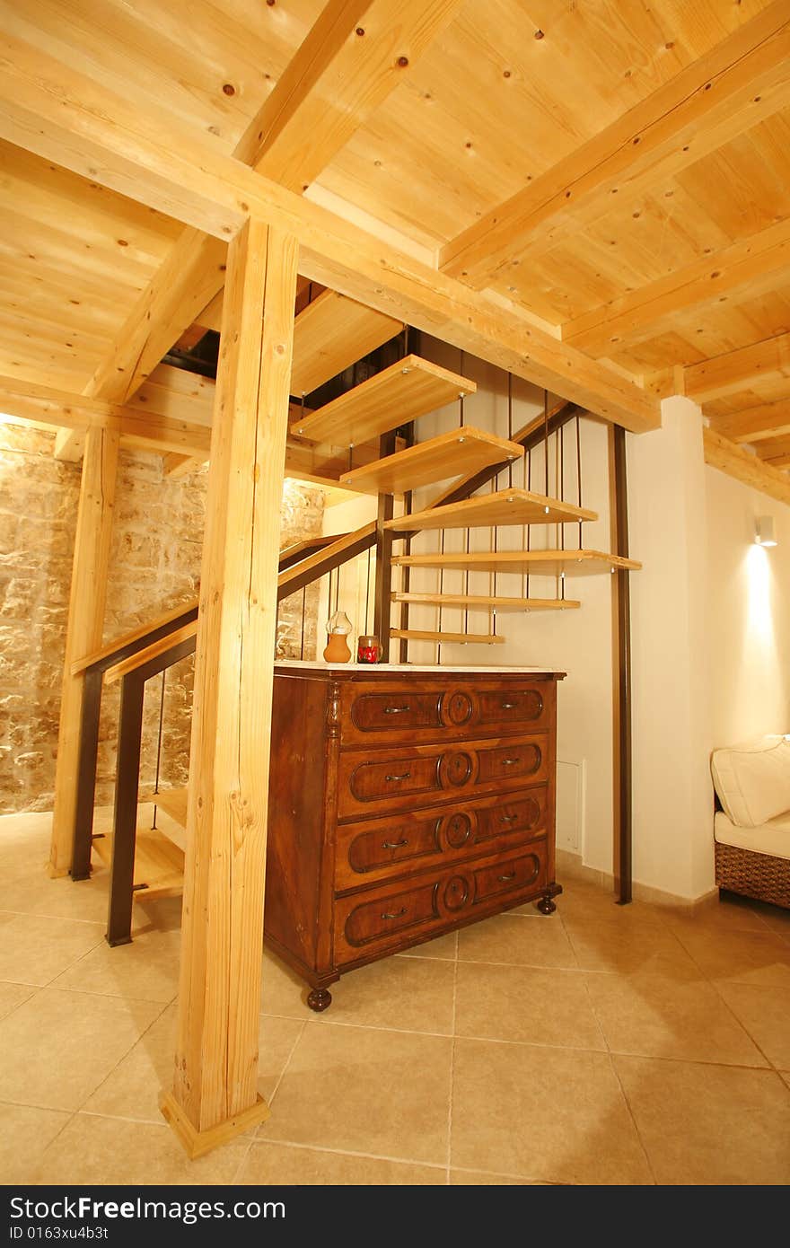 Staircase in  renovated house