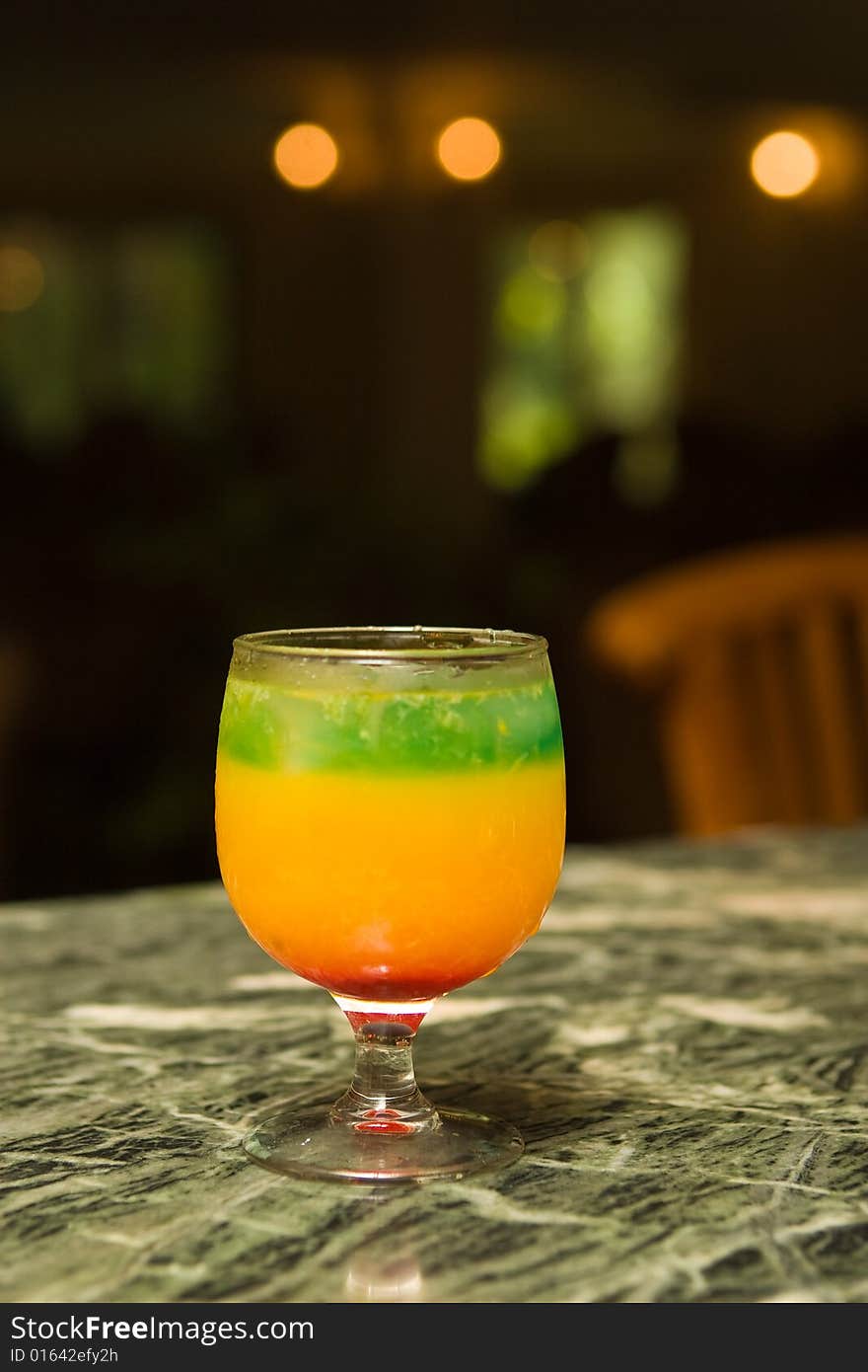 Multi-coloured cocktail